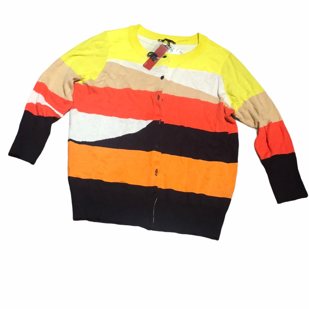 NWT RED Brand Stripe Multicolored Cardigan Sweater